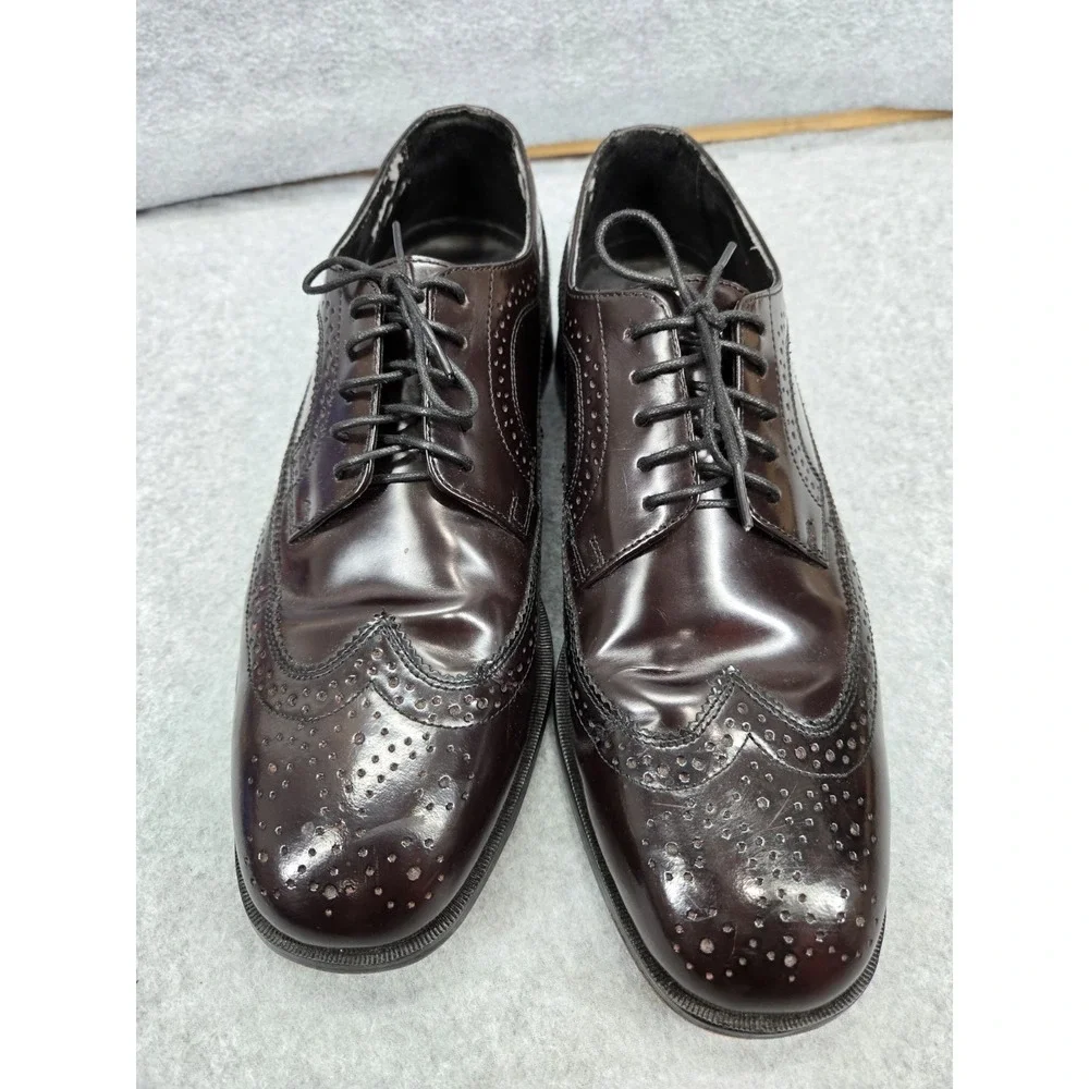 Nunn Bush Mens Dress Shoes Brown Leather Long Wingtip Derby Size 11